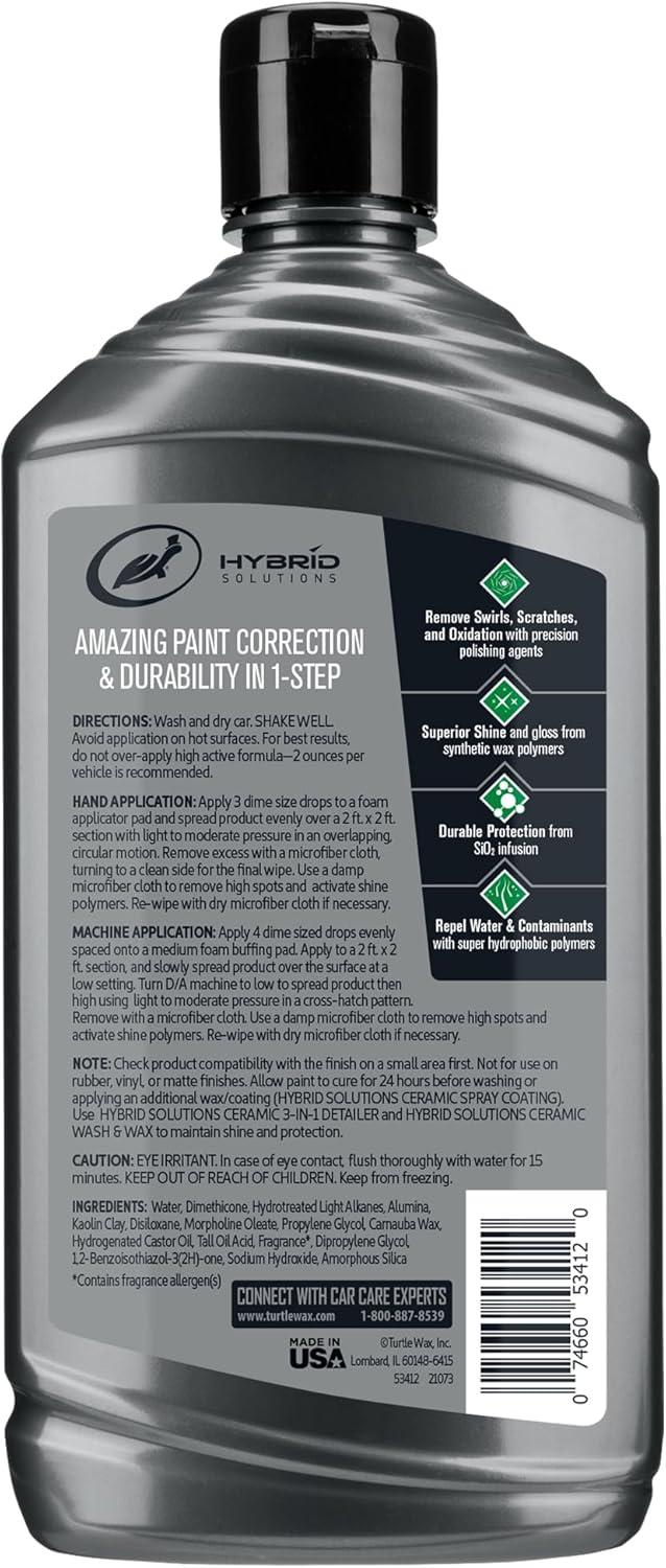 image:imageTurtle Wax Hybrid Solutions Ceramic Car Polish and Wax Light Scratch Remover Durable Paint Protection Extreme Water Beading High Gloss Shine Hand or Machine Polisher Use 14 oz Pack of 114 Fl Oz Pack of 6
