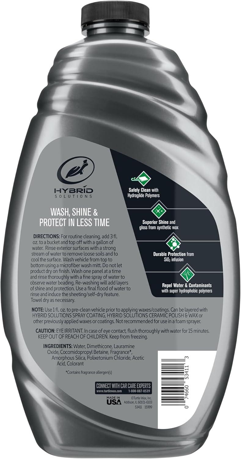 image:imageTurtle Wax Hybrid Solutions Ceramic Car Wash and Wax Gentle pH Neutral Car Cleaner with Extreme Water Beading Paint Protection High Gloss SpotFree Car Wax Shine Fruity Scent 48 oz Pack of 1