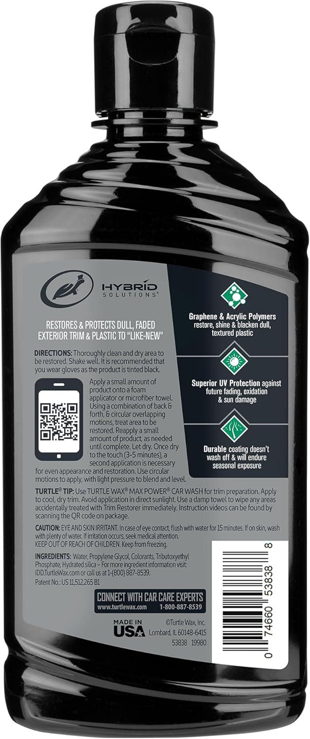 image:imageTurtle Wax Hybrid Solutions Graphene Acrylic Black Trim Restorer Revives Exterior Car Plastic to Like New Condition Wont Wash Off Superior UV Protection 10 fl oz10 Fl Oz Pack of 1