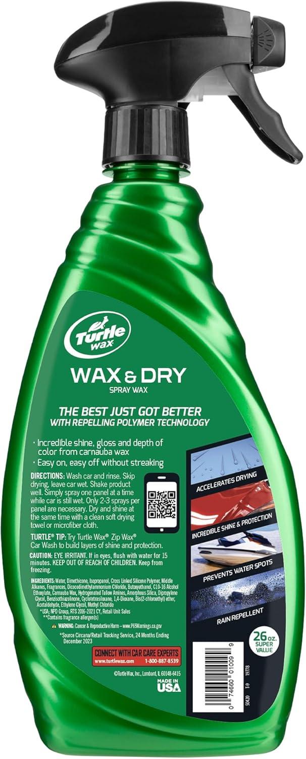 image:imageTurtle Wax Wax amp Dry Spray On Car Wax for 1Step High Gloss Shine Protection For Paint Wheels Glass amp More Easy Versatile Application Wet or Dry Use 26 oz Pack of 126 Fl Oz Pack of 2