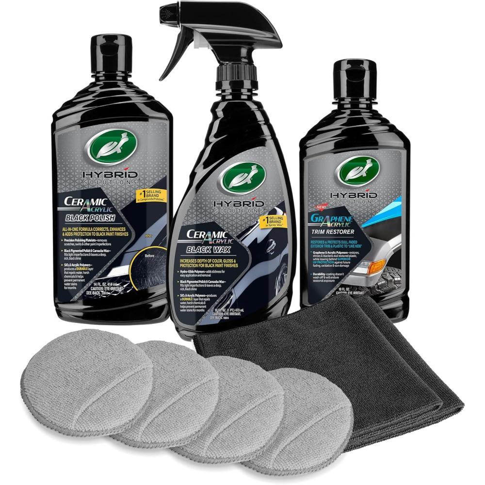 image:imageTurtle Wax 54327 Hybrid Solutions Black Car Care Kit Removes Swirl Marks on Dark Colored Paint Ceramic Protection Insane Water Beading Ultimate Trim Restoration 9 Piece Kit