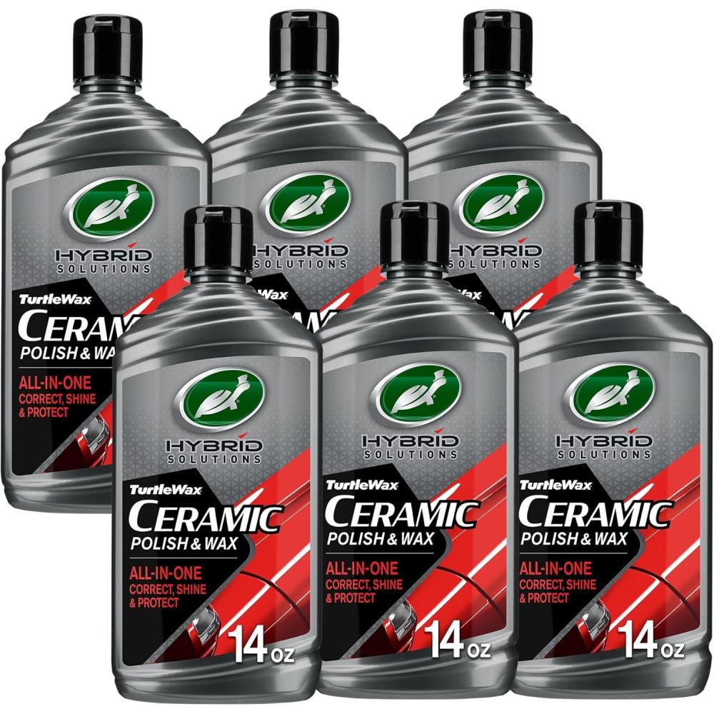image:imageTurtle Wax Hybrid Solutions Ceramic Car Polish and Wax Light Scratch Remover Durable Paint Protection Extreme Water Beading High Gloss Shine Hand or Machine Polisher Use 14 oz Pack of 114 Fl Oz Pack of 6