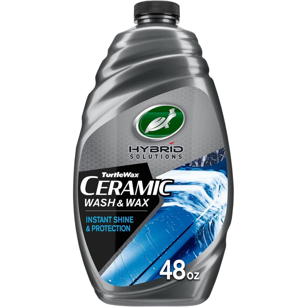 image:imageTurtle Wax Hybrid Solutions Ceramic Car Wash and Wax Gentle pH Neutral Car Cleaner with Extreme Water Beading Paint Protection High Gloss SpotFree Car Wax Shine Fruity Scent 48 oz Pack of 1