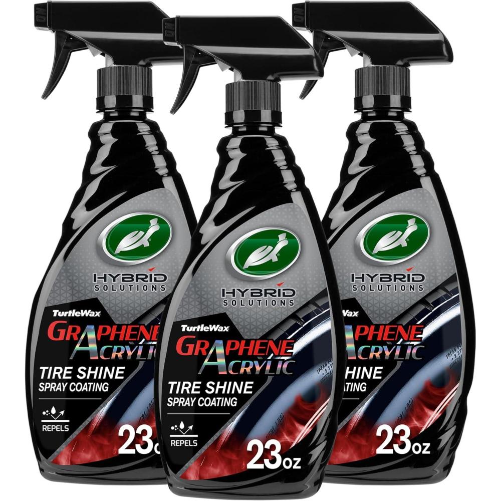 image:imageTurtle Wax Hybrid Solutions Graphene Acrylic Tire Shine Spray Coating LongLasting Rich Black Shine NoSling WaterResistant Tire Dressing with UV and Dirt Repellent Protection 23oz Pack of 123 Fl Oz Pack of 3