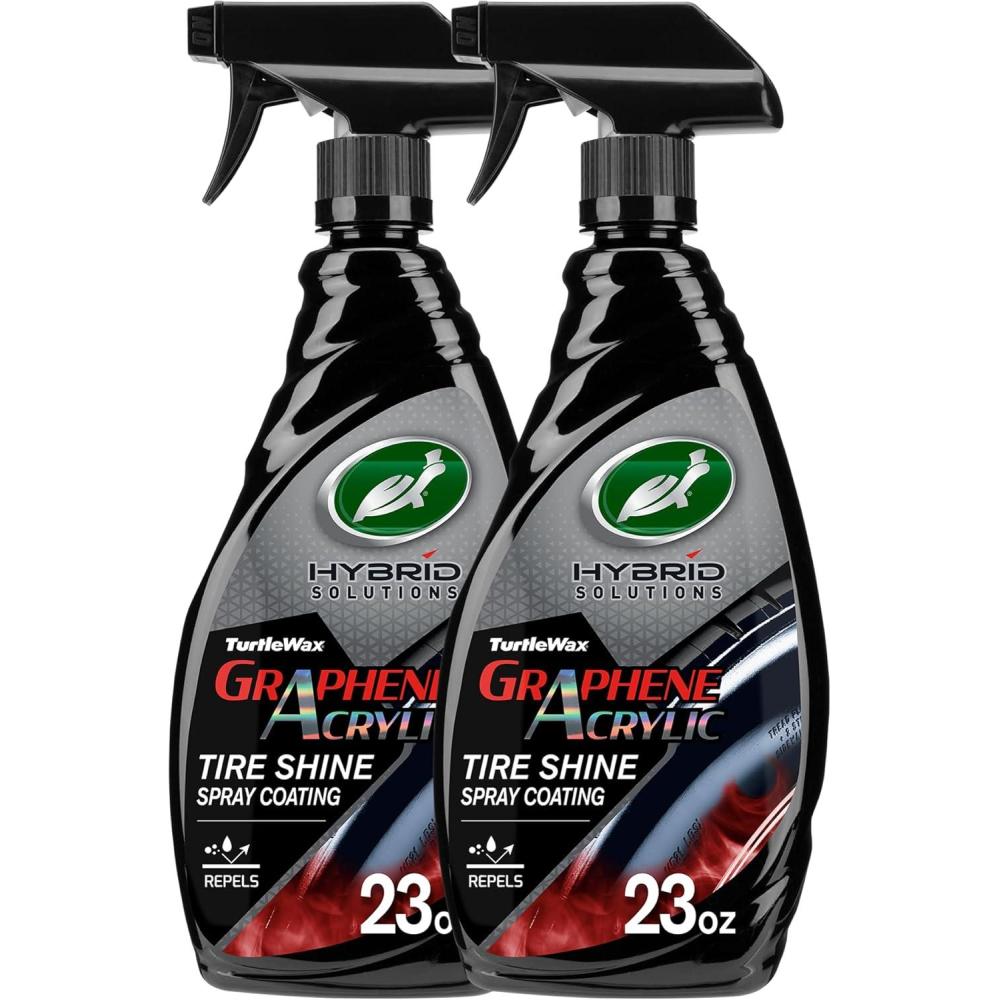 image:imageTurtle Wax Hybrid Solutions Graphene Acrylic Tire Shine Spray Coating LongLasting Rich Black Shine NoSling WaterResistant Tire Dressing with UV and Dirt Repellent Protection 23oz Pack of 123 Fl Oz Pack of 2