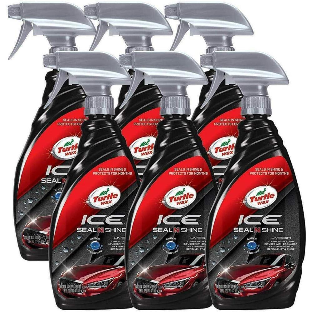 image:imageTurtle Wax ICE Seal N Shine Car Wax Sealant High Gloss Shine Insane Water Beading and Durable Paint Protection Carnauba Wax Infused For Paint Wheels Glass Plastics and More 16oz Pack of 116 Fl Oz Pack of 6
